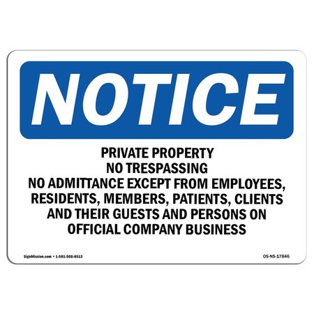 SIGNMISSION Sign, 7" H, 10" W, Alum, Private Property No Trespassing No Loitering Sign, Lndscp, L-17846 OS-NS-A-710-L-17846